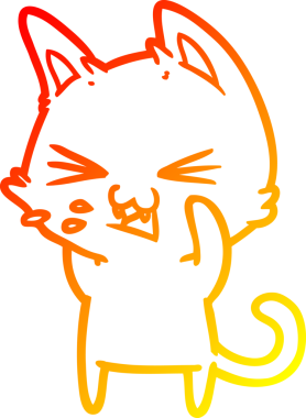 Bir insan tarafından çizilmiş çizgi film kedisinin sıcak çizgi çizimi