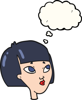 Bir insan tarafından çizilmiş serbest çizim baloncuk kadın yüzü.