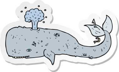 Bir insan tarafından çizilmiş bir balinanın çıkartması.