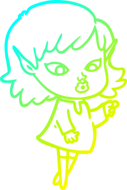 Bir insan tarafından çizilmiş soğuk gradyan çizgi film karakteri elf kızı