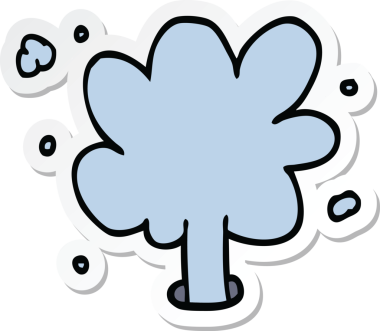 Bir insan tarafından çizilmiş su püskürten bir çizgi filmin çıkartması.