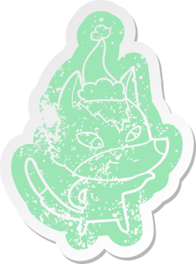 Dost canlısı çizgi film, Noel Baba şapkası takan bir kurdun insan tarafından çizilmiş çıkartması.