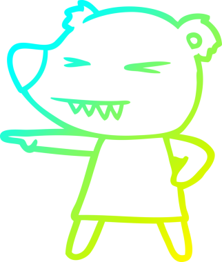 Bir insan tarafından çizilmiş soğuk eğimli ayı karikatürü.