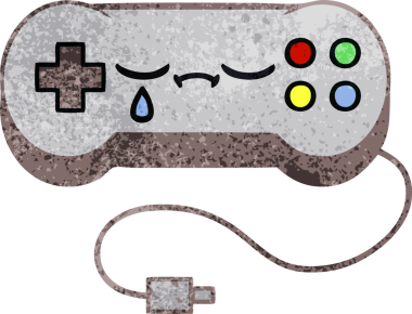 Bir insan tarafından çizilen oyun kontrolünün retro grunge desen karikatürü