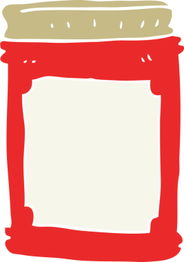 Bir insan tarafından çizilmiş reçel kavanozunun düz renk çizimi