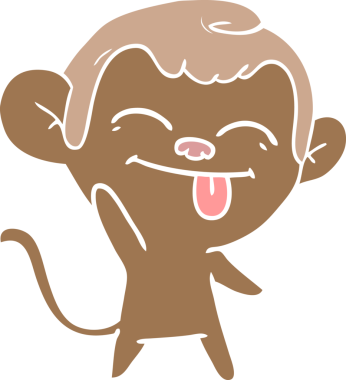 Bir insan tarafından çizilmiş komik düz renkli çizgi film maymunu.