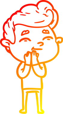 Bir insan tarafından çizilmiş mutlu bir çizgi film karakteri çizimi.