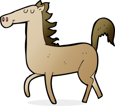 Bir insan tarafından çizilmiş çizgi film atı.