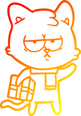 Bir insan tarafından çizilmiş sıkılmış çizgi film kedisinin sıcak çizgi çizgisi.