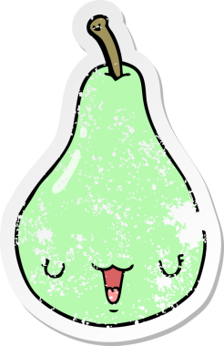 Bir insan tarafından çizilmiş karikatür armutunun sıkıntılı çıkartması.