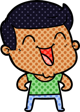 Bir insan tarafından çizilmiş gülen çizgi film adamı.