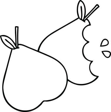 Bir insan tarafından çizilmiş yeşil bir armut çizimi.