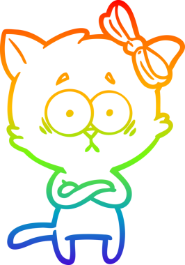 gökkuşağı gradyanı çizimi bir insan tarafından çizilmiş çizgi film kedisi