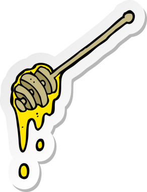 Bir insan tarafından çizilmiş ballı çizgi film etiketi.