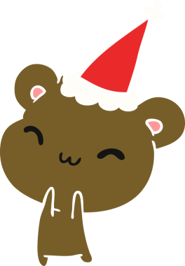 Bir insan tarafından çizilmiş Kawaii ayısının el çizimi Noel karikatürü.