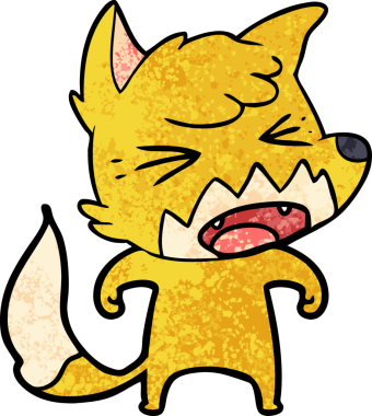 Bir insan tarafından çizilmiş kızgın çizgi film tilkisi.