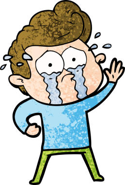 Bir insan tarafından çizilmiş ağlayan bir karikatür.