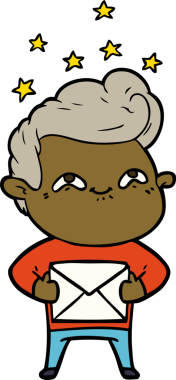 Bir insan tarafından çizilmiş heyecanlı bir çizgi film.