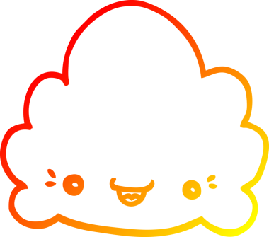 Bir insan tarafından çizilen karikatür bulutunun sıcak gradyan çizimi