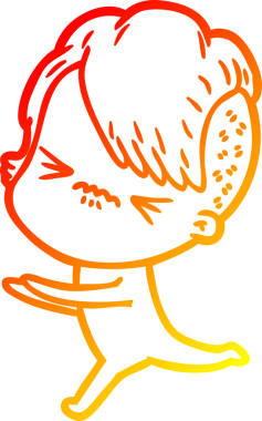 Bir insan tarafından çizilmiş, kızgın bir hipster kızın çizgi çizimi.