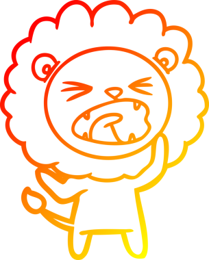 Bir insan tarafından çizilmiş kızgın bir aslanın sıcak çizgi çizimi.