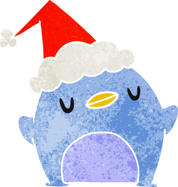 Bir insan tarafından çizilmiş Kawaii pengueninin eski bir karikatürü.