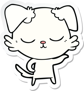 Bir insan tarafından çizilmiş şirin bir köpeğin çıkartması.