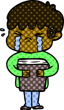 Bir insan tarafından çizilmiş ağlayan çizgi film çocuğu.