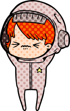 Bir insan tarafından çizilmiş kızgın uzay kızı.