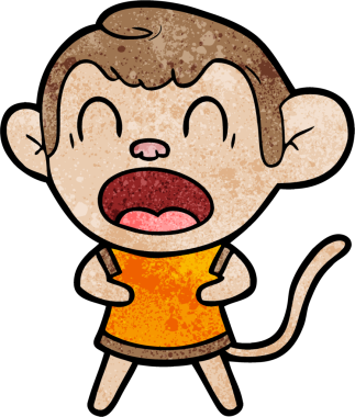 Bir insan tarafından çizilmiş bağıran çizgi maymun.