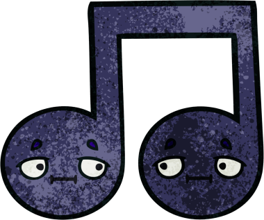 Bir insan tarafından çizilmiş müzikal notanın retro grunge desen karikatürü