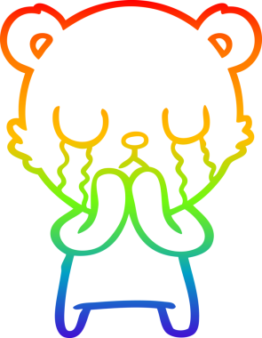 Bir insan tarafından çizilmiş ağlayan çizgi film ayısının çizimi.