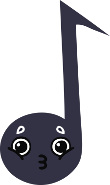 Bir insan tarafından çizilmiş bir notanın düz renkli retro karikatürü