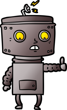 Bir insan tarafından çizilmiş çizgi film robotu