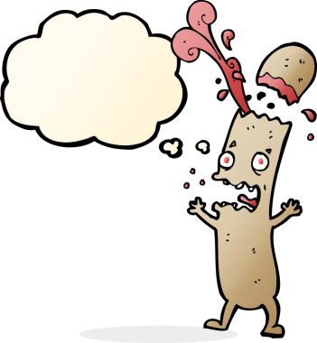 İnsan tarafından çizilmiş az pişmiş sosisli çizgi film.