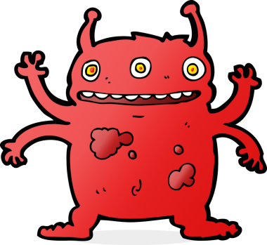 Bir insan tarafından çizilmiş uzaylı canavar çizgi filmi.