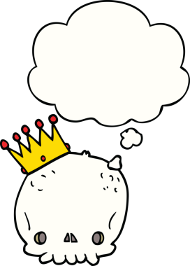 Bir insan tarafından çizilmiş düşünce baloncuklu bir kafatası.