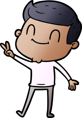 Bir insan tarafından çizilmiş çizgi film dostu bir adam.