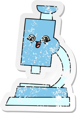 Bir insan tarafından çizilmiş sevimli bir mikroskobun sıkıntılı çıkartması.