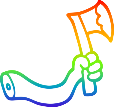 gökkuşağı gradyan çizgi çizimi bir insan tarafından çizilmiş balta ile bir çizgi kol