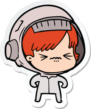 Bir insan tarafından çizilmiş astronot bir kadının çıkartması.