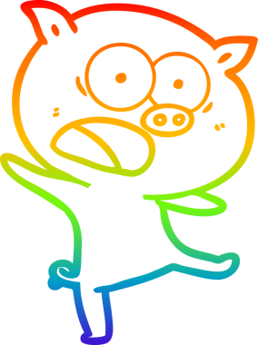 Gökkuşağı gradyan çizimi Bir insan tarafından çizilen bağıran domuz çizgi filmi