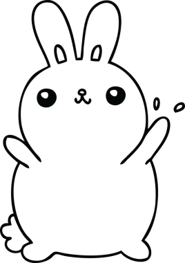 Bir insan tarafından çizilmiş garip çizgi film tavşanı.