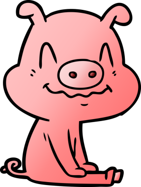 Bir insan tarafından çizilmiş sinirli çizgi film domuzu.