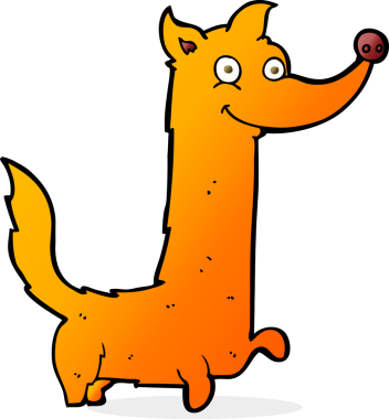 Bir insan tarafından çizilmiş mutlu bir köpek.