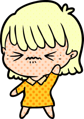 Bir insan tarafından çizilmiş kızgın çizgi film kızı.