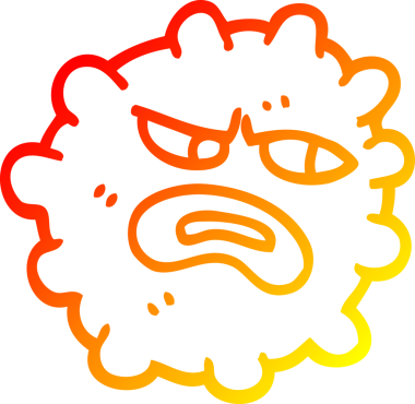 Bir insan tarafından çizilmiş komik bir bakterinin sıcak çizgi çizimi