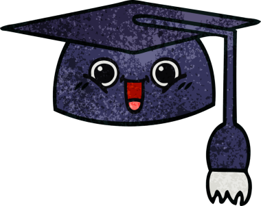 Mezuniyet şapkasının retro grunge deseni bir insan tarafından çizilmiş.