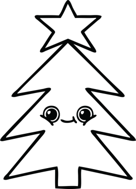 Bir insan tarafından çizilmiş bir noel ağacının çizgi çizimi