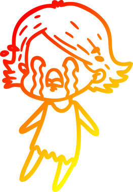 Bir insan tarafından çizilmiş, ağlayan bir çizgi kadın çizimi.